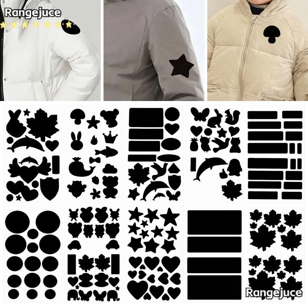 RANGEJUCE เย็บผ้าสติกเกอร์, DIY Craft Thermal Transfer Self กาวสีดําแพทช์,ล้างทําความสะอาดได้กันน้ําเครื่องแต่งกาย Applique เสื้อผ้าซ่อมหลุมแจ็คเก็ตซ่อม
