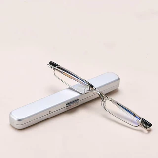 สไตล์ใหม่ ถาม8001 กล่องปากกาแบบพกพาประเภทโลหะเบาพิเศษป้องกันแสงสีฟ้าแว่นอ่านหนังสือระดับไฮเอนด์สําหรับผู้ชายและผู้หญิง