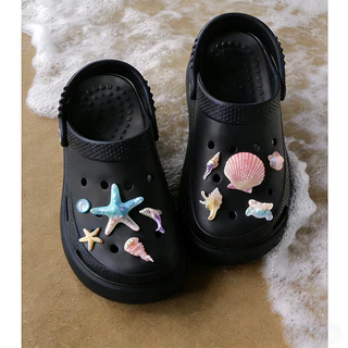 Ocean Breeze Luminous Starfish Seashell Conch Set - INS Clog Shoe Charm Pins