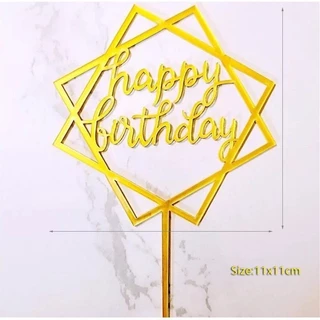 GeeParty เค้กธงปาร์ตี้วันเกิด Happy Birthday สีทอง โรสโกลด์ ดำ เงิน น้ำเงิน ตกแต่งเค้กปาร์ตี้