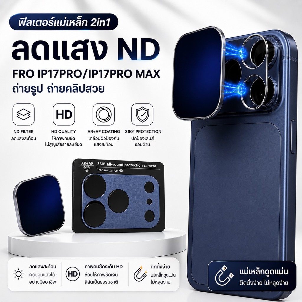 ๋JC168(103)ฟิลเตอร์แม่เหล็ก 2in1 ลดแสง ND สำหรับ iPhone 17 Pro/ iPhone 17Pro max