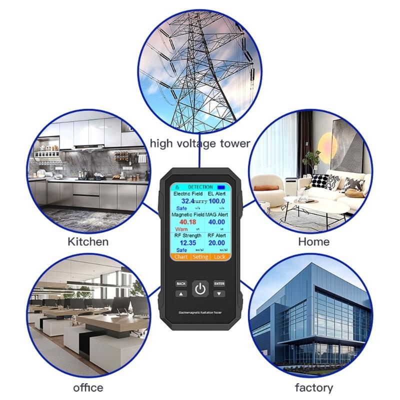 CUY เครื่องตรวจจับรังสีแม่เหล็กไฟฟ้า EMF Meter ความถี่วิทยุ Warn Meter