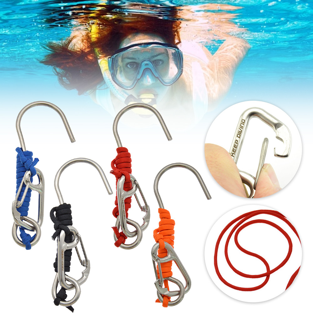 ดําน้ําลึก Reef Hook 120 ซม.เกลียวขดลวดเชือกเส้นเล็กดําน้ํา Drift Reef Hook กลางแจ้งใต้น้ํา Hook สําหรับ Drift ดําน้ํา