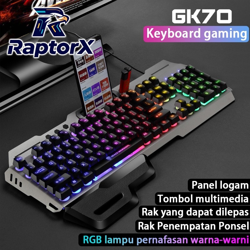 คีย์บอร์ดเกมคีย์บอร์ดแบบกลไก GK70 คีย์บอร์ดเกม RGB กันน้ําสําหรับแล็ปท็อปพีซี Hp / Esports คีย์บอร์ดเกม / 104 คีย์ / คีย์บอร์ด BackLight