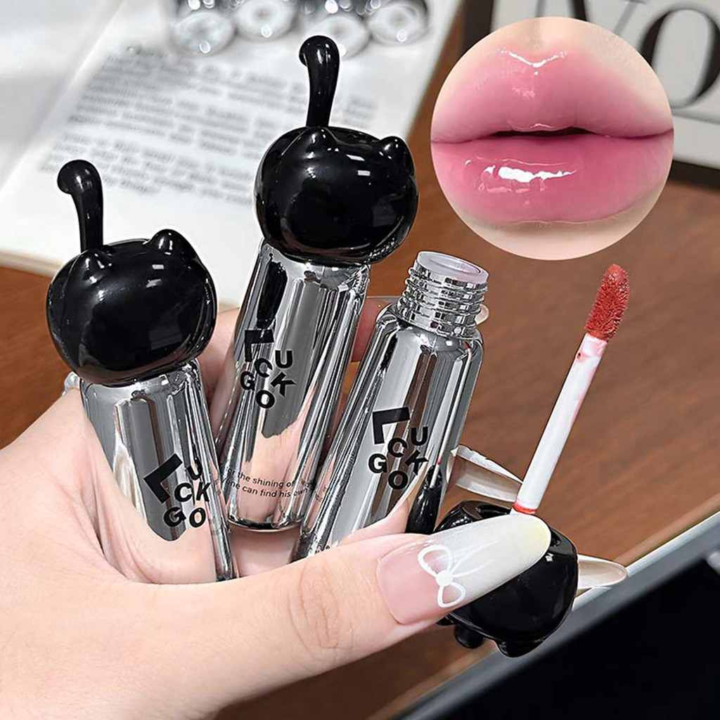 Black Cat Water Gloss ลิปกลอส Hydrating Mirror Finish Lip Stain สําหรับแต่งหน้าทุกวันนักเรียนหลายเฉดสี