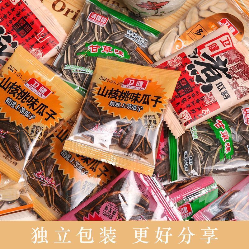 卫健葵瓜子坚果炒货零食小包装小袋山核桃味焦糖原味五香味葵花籽20251207Weijian Sunflower Seeds, Nuts, Roasted Seeds and Nuts, Snacks,