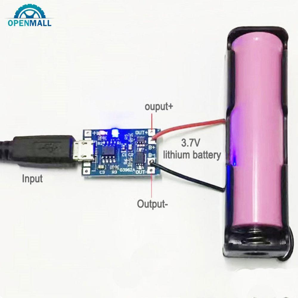 OPENMALL 3.7V แบตเตอรี่ลิเธียม Charger Protection Board 5V 1A 2A Li-ion Lipo แบตเตอรี่ชาร์จป้องกันโม