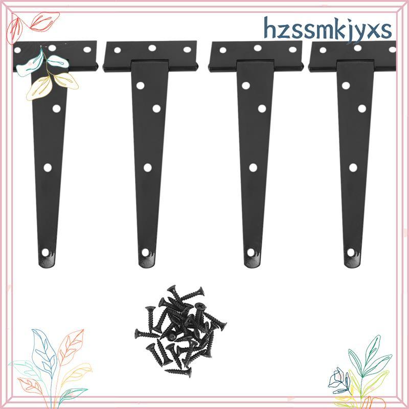 4 PCS 6 นิ้ว Heavy Duty บานพับประตู T-Strap Tee Shed บานพับบานพับประตูสําหรับประตูไม้บานพับ (สีดํา) 