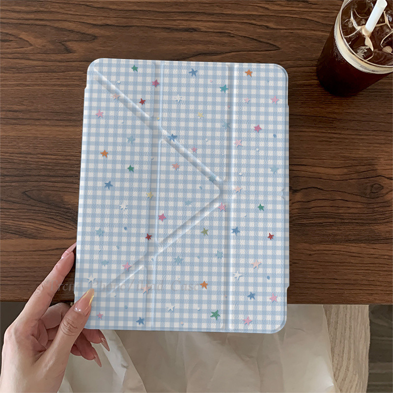 [คลังสินค้าพร้อม]Checkered Stars Y พับแม่เหล็ก Clasp แท็บเล็ต Hard Case สําหรับ iPad 11th A16 11 AIR 2025 M3 11 Air6 M2 2024 Air 4 5 10.9 Pro 2022/2021/2020