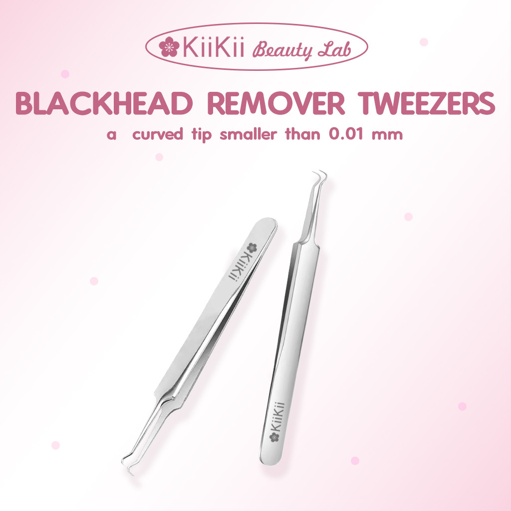 KiiKii Beauty Lab เข็มเจาะสิว เข็มสแตนเลส ที่กดสิว แหนบดึงสิว Curved ด้ามกด สำหรับดูแลผิวหน้า