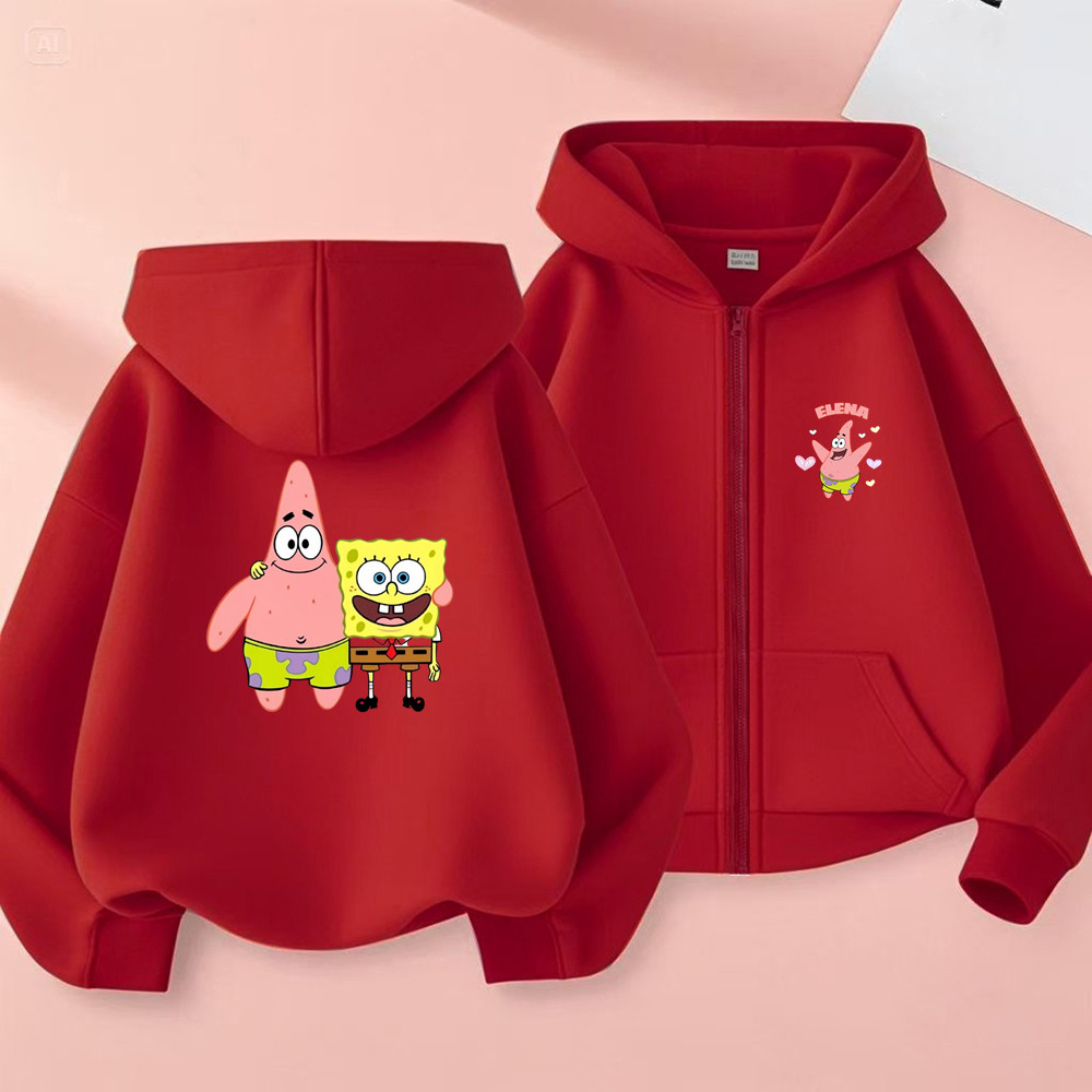SpongeBob Squarepants Zipper coat Jacket - Girls Pink Sweatshirt Pullovers Casual hoody