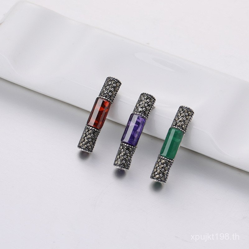 Retro Sterling Silver Jewelry diy Maxsai Accessories Thai Silver Elbow Red Garnet Inlaid Wholesale 9