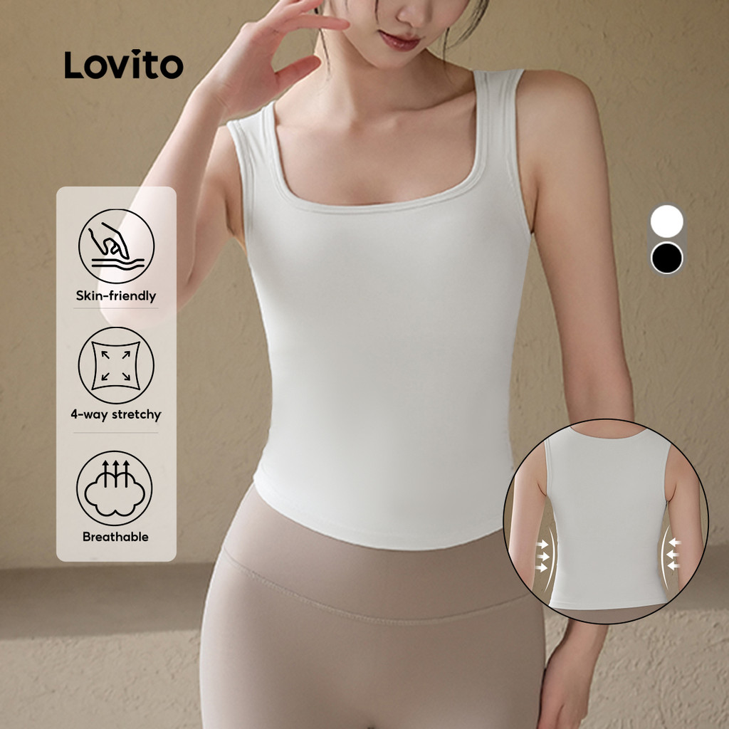 Lovito สปอร์ต สปอร์ต แทงก์ สกิน-เฟรนด์ลี่ พุชอัพ 4-เวย์ สเตรทชี่ LNA129028