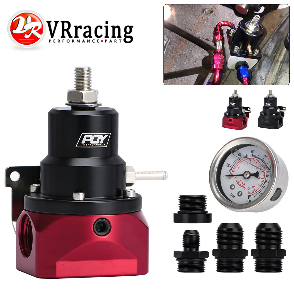 VR AN10 PQY EFI Fuel Pressure Regulator ( With 0-160psi Gauge ) -10AN 10/10/6 Inlet & Return Ports F