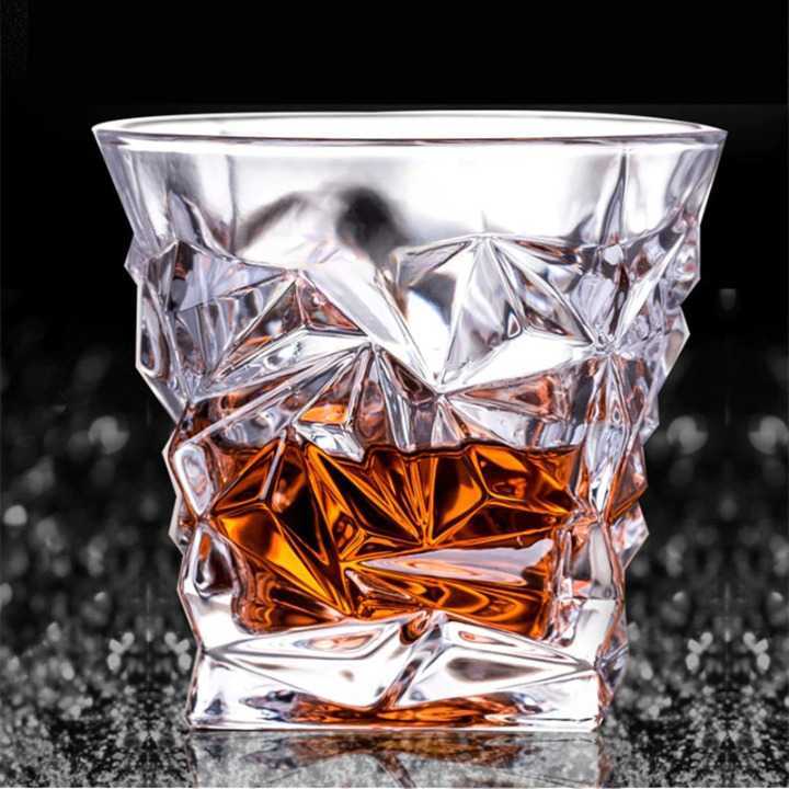 One Two Cups Whisky Cocktail Crystal Diamond Rock Glass 300ml - YJ103