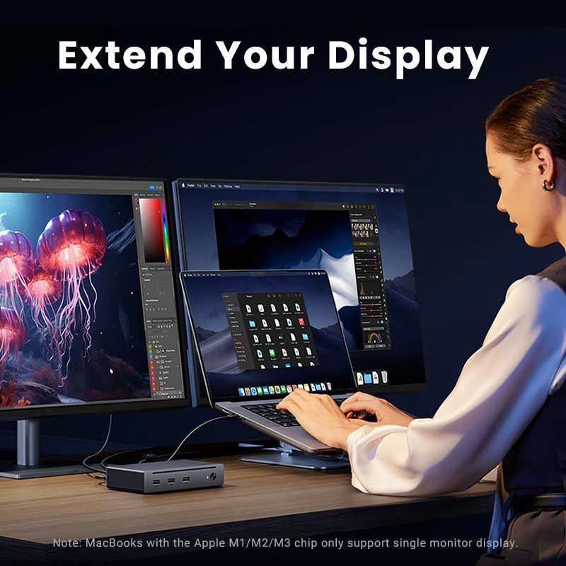 UGREEN สถานีเชื่อมต่อ 8-in-1 8K30Hz Thunderbolt 4 40Gbps Dock USB3.2 Gen2 10Gbps พร้อมอะแดปเตอร์ EU 