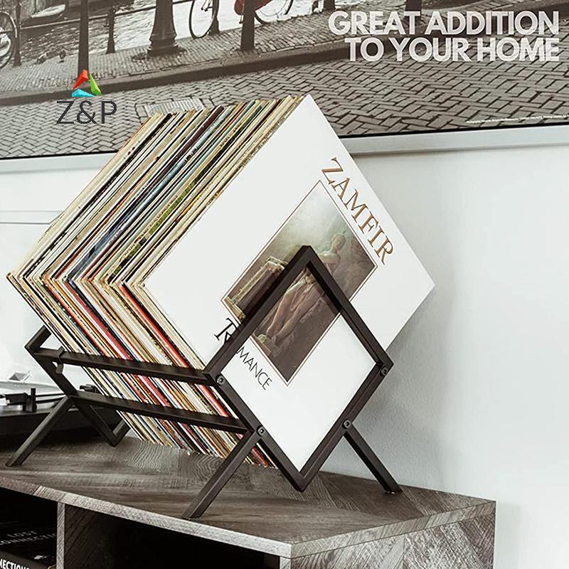 Z&P Record Storage – Matte Record Holder 80 ถึง 100 LP Capacity - Metal Single Tier Record Holder CO