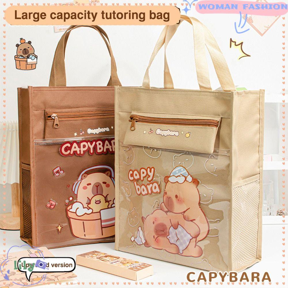 LILY File Bag, Zipper Canvas File Pouch, Fashion Thicken Capybara Document Bag Student