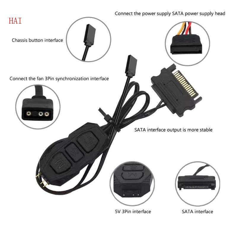 HAI 5V 3PIN ARGB Controller แหล่งจ่ายไฟสําหรับเมนบอร์ด 5V ARGB แถบไฟบอร์ด ARGB Sync Controller