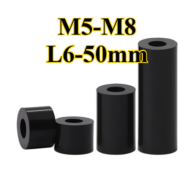 คอลัมน์ไนลอน ABS ฉนวนท่อไนลอนรอบกลวงแยกคอลัมน์พลาสติกกระบอกปลอกสนับสนุนคอลัมน์ M5/M6/M8 L6-50 มม. (Y