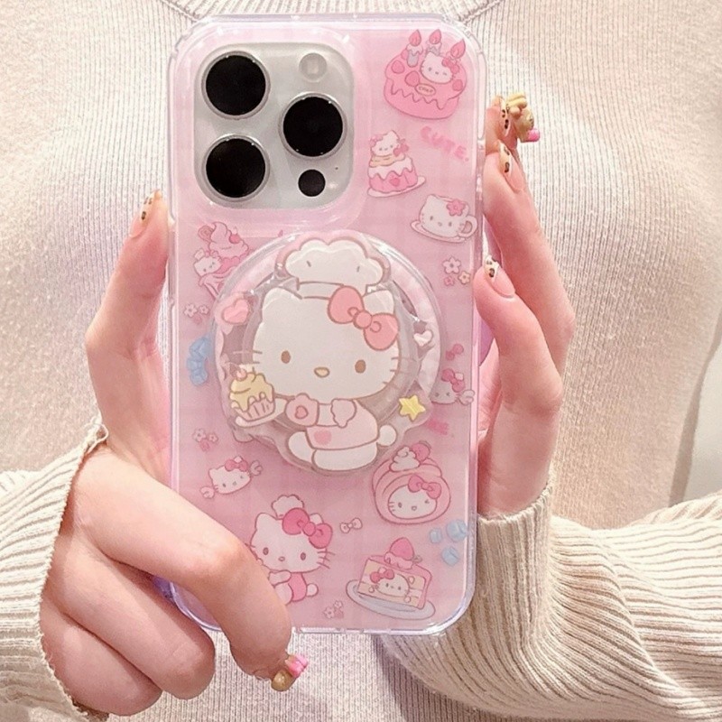 Niche ins Creative Cartoon HelloKitty Cat Magnetic Bracket โทรศัพท์มือถือสไตล์ใหม่ขาตั้งดูดซับที่แข็งแกร่ง