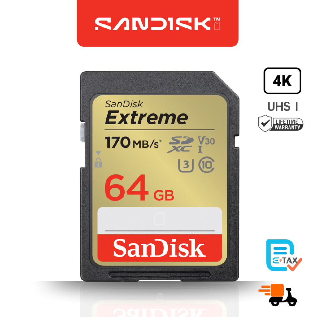 SanDisk Extreme SD Card SDXC 64GB Speed 170MB/s เขียน 80MB/s (SDSDXV2-064G-GNCIN ) SDCARD