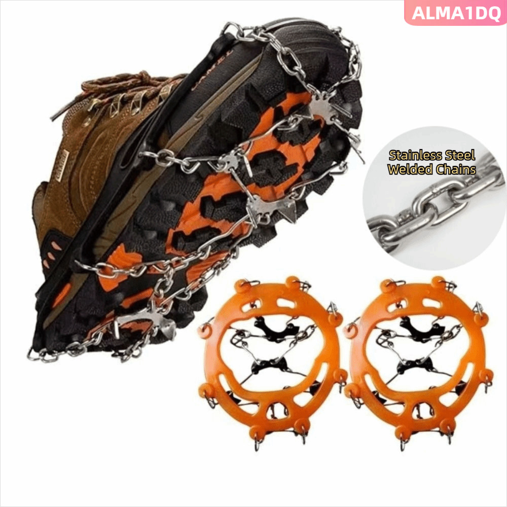ALMA1DQ Ice Grippers,ลื่นน้ําหนักเบารองเท้าน้ําแข็งเข็ม,ทนทาน8/10 ฟันGrip Boots ChainสําหรับปีนเขาCr