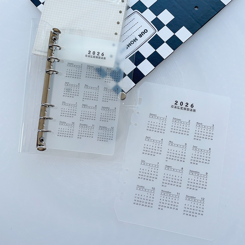2026 ปฏิทิน PP Divider A5/A6 Loose Leaf Notebook Planner Index Sheet Binder หมวด Planner คลิปด้านใน