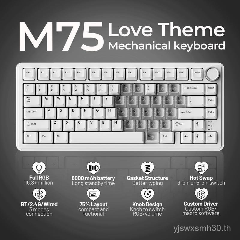 XVX M75 Lumina Tri-Mode 75% คีย์บอร์ดไร้สายแบบกลไกพร้อมลูกบิด