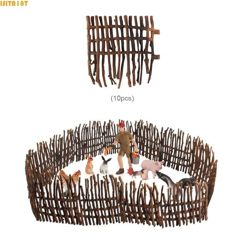 ISITA18T จําลองฟาร์ม Ranch DIY รั้ว, อุปกรณ์รั้วฟาร์ม DIY รั้วจําลอง Ranch, รางพลาสติกรุ่น Miniature