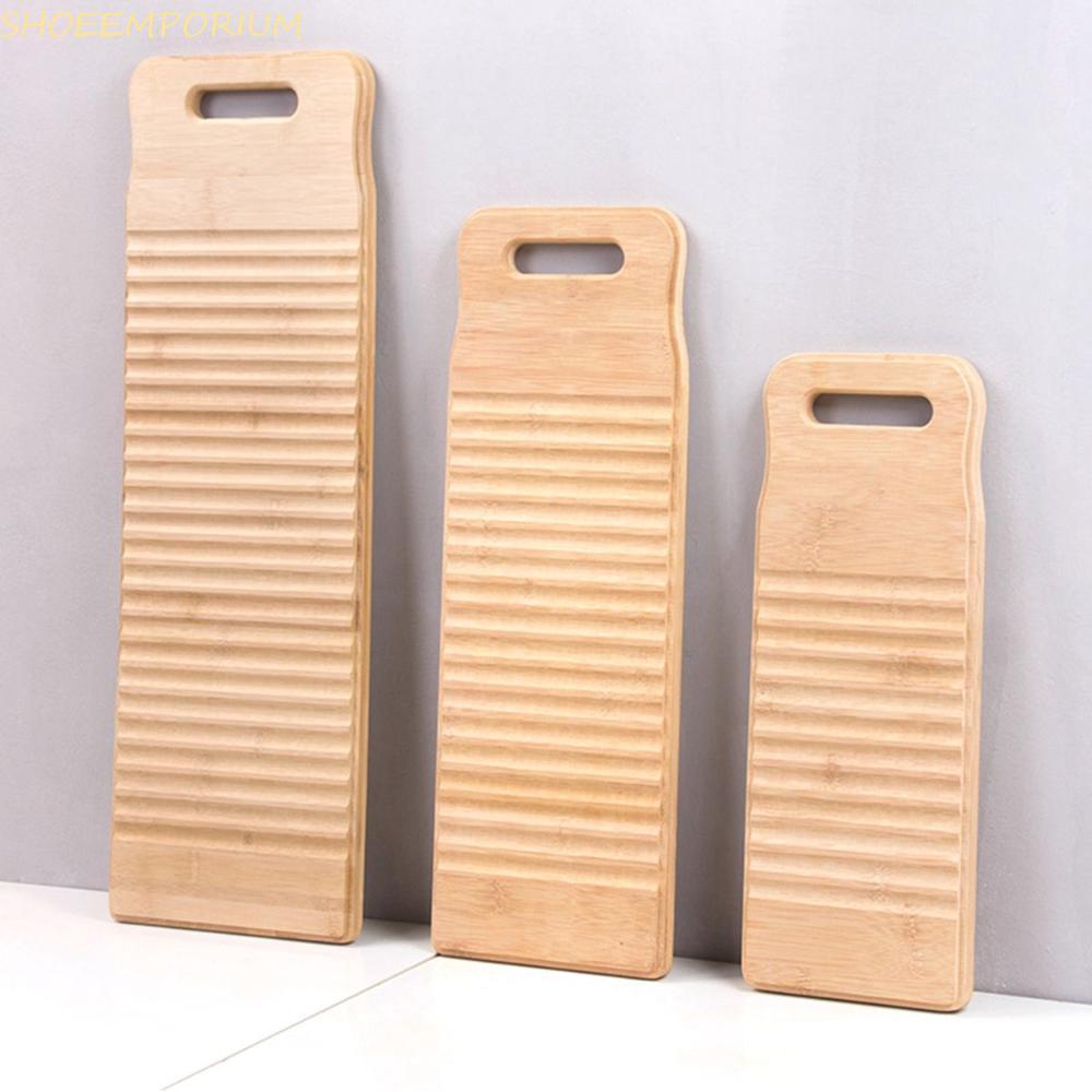 SHOEEMPORIUM Washboard เป็นมิตรกับสิ่งแวดล้อมสี่เหลี่ยมผืนผ้าคู่มือไม้ไผ่ซักมือเครื่องมือทําความสะอาดเสื้อผ้าแบบพกพา