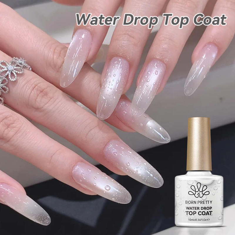 BORN PRETTY Water Drop Top Coatเจลเล็บClear 3Dหยดน้ําฤดูใบไม้ผลิฤดูร้อนการออกแบบวานิชFunctionalเจลคริสตัลเล็บ