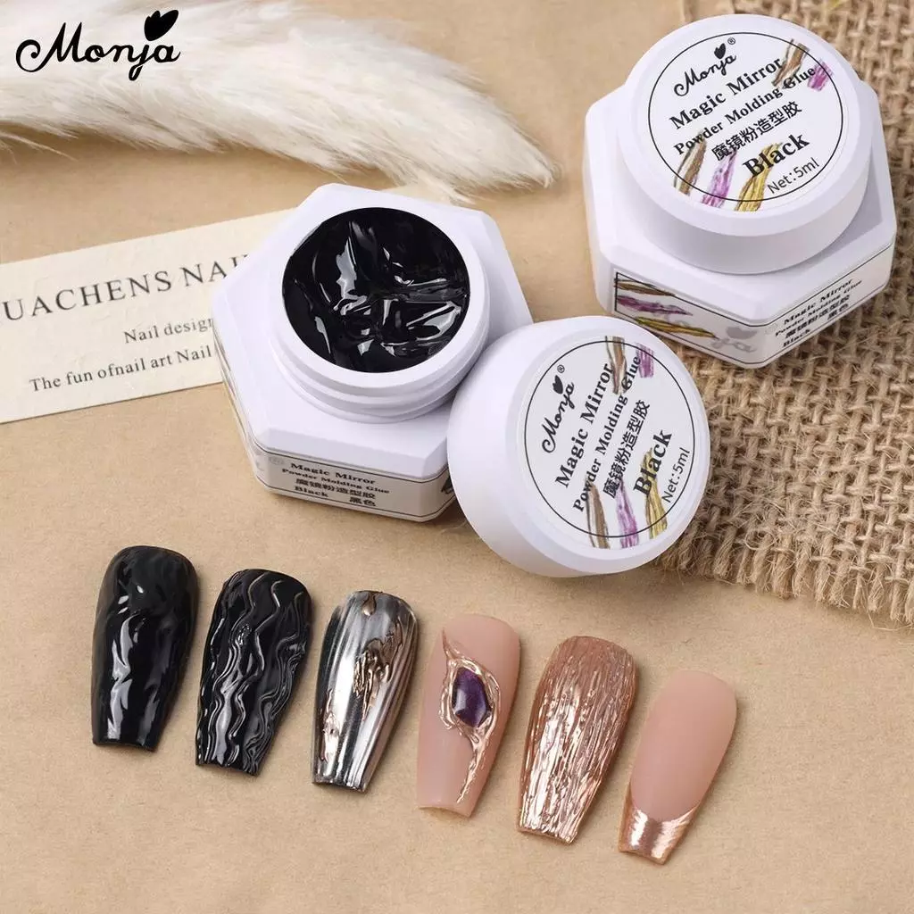 Monja UV Gel 3D 5ml สีดํา สําหรับผงกระจก thumbnail 6