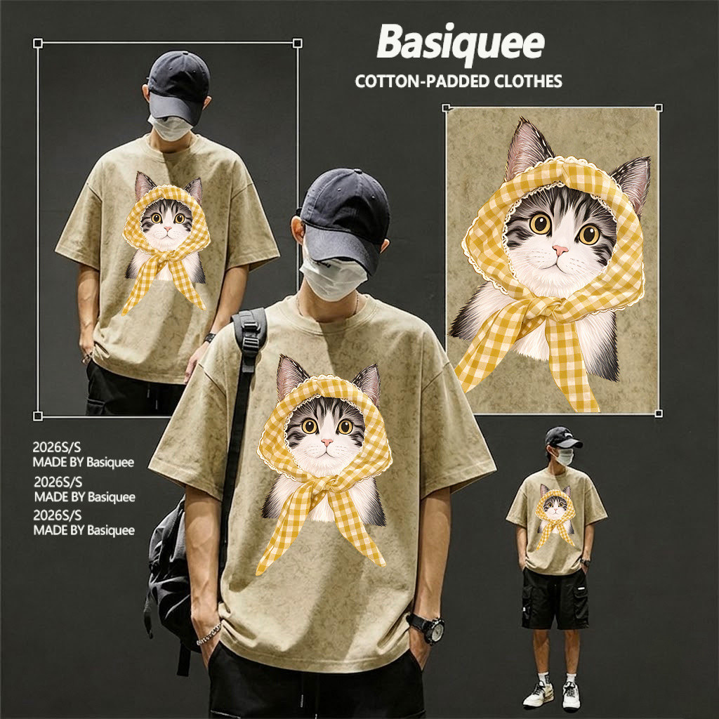 Basi💥เสื้อผู้ชาย เสื้อยืด oversize เสื้อฟอก วินเทจ สตรีท เกรดพรีเมียม เสื้อคอตตอน ไม่หดตัว ใส่สบาย ล