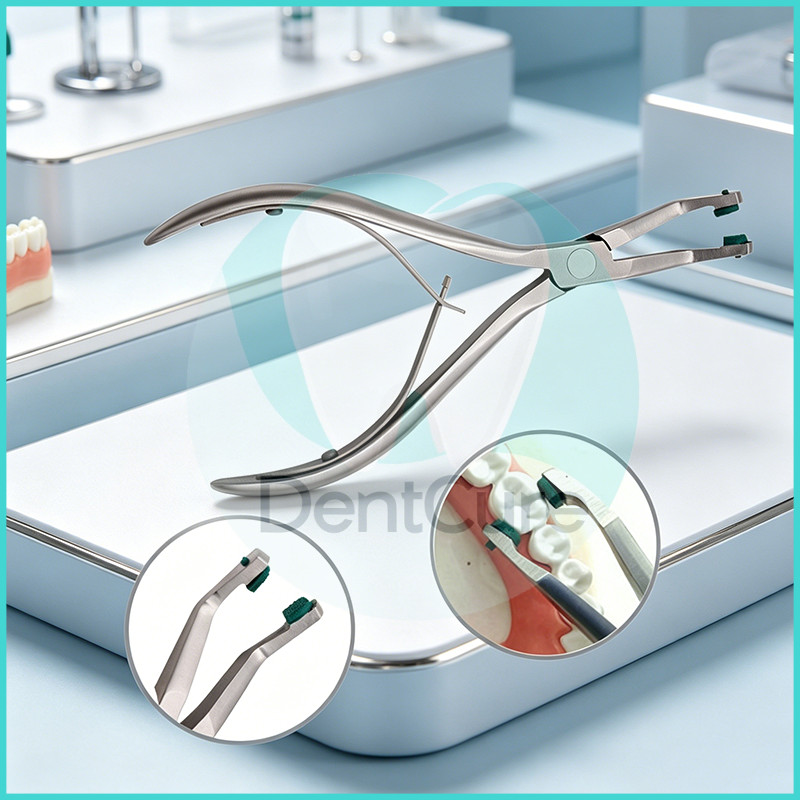 Dental Crown Plier With Green Rubber Tipped Dentistry Plier Stainless Steel Temporary Teeth Removal Pliers Dentist Tool