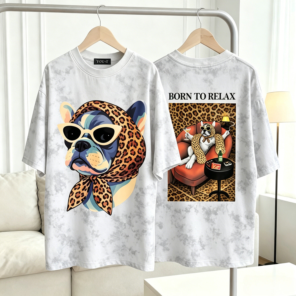 TeeTwoOneเสื้อแฟชั่น ใส่สบาย เสื้อยืดแขนสั้น ลาย เสื้อ"BORN TO DOG" ผ้านิ่ม OVERSIZE แฟชั่น ผ้าฝ้าย100% สไตล์เกาหลี