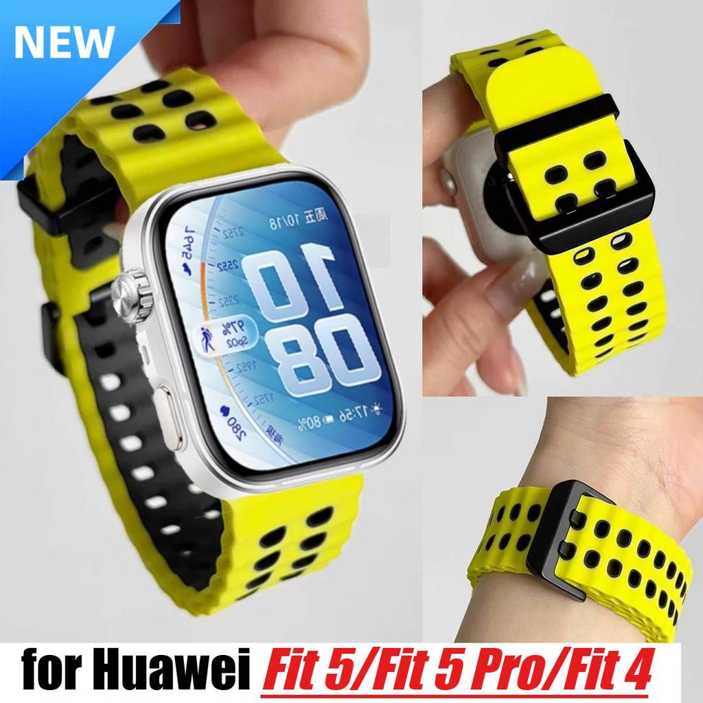 ใหม่กีฬาซิลิโคน Ocean สําหรับ Huawei Fit 5 Fit 5 Pro นาฬิกา Fit 4 Pro Band Breathable เปลี่ยนสร้อยข้อมือ Correa สําหรับ Huawei Fit3 Fit4 อุปกรณ์เสริม