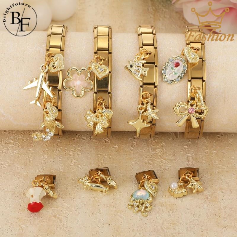 ปลาโบว์จี้อิตาเลี่ยน Charm สร้อยข้อมือ Fit 9 มม.สร้อยข้อมือสแตนเลสเครื่องประดับทําอุปกรณ์เสริม DIY Retro บุคลิกภาพโมดูลสร้อยข้อมือ