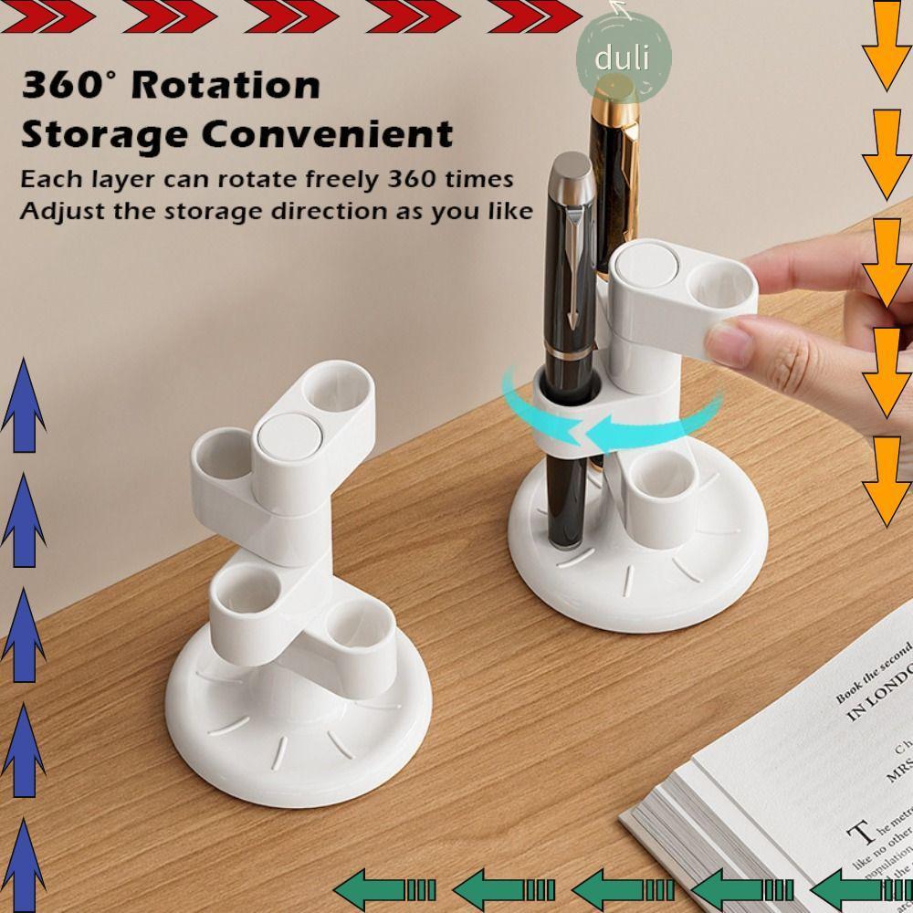 DUILIAN 360° ที่ใส่แปรงสีฟันหมุนได้, ออแกไนเซอร์ตั้งโต๊ะ, ชั้นเก็บแปรงสีฟัน, ที่เก็บปากกาแปรงแต่งหน้า อุปกรณ์ห้องน้ํา