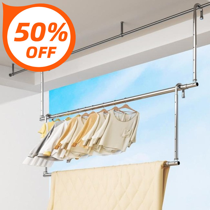 ลด50% !!  FTD ราวตากผ้า ราวแขวนผ้าเช็ดตัว ราวแขวนปรับยืดความยาวได้ ติดตั้งง่าย ประหยัดพื้นที่ Y 3361