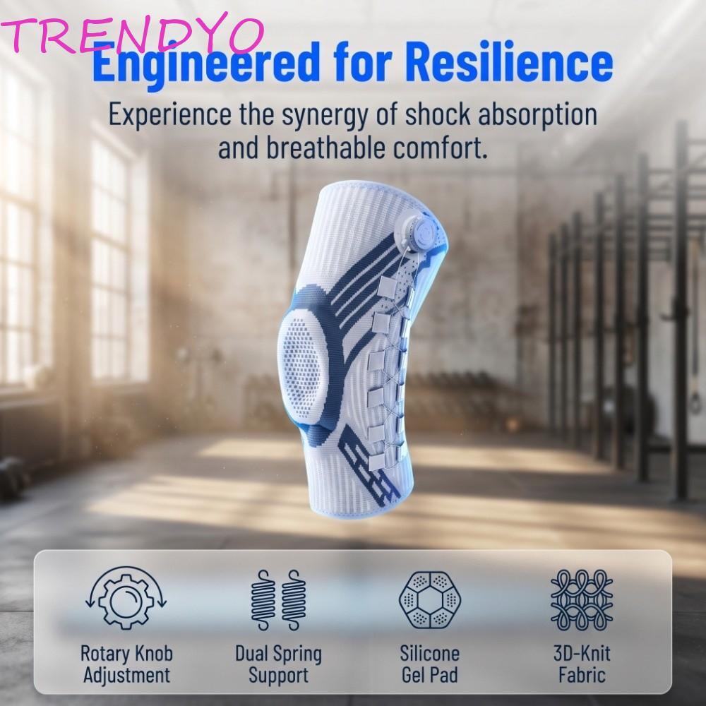 TRENDYO Shin Defender, สนับเข่าลูกบิดกันลื่นแบบบาง, สปริงระบายอากาศมืออาชีพรองรับอุปกรณ์พยุงเข่ากีฬาแบบปรับได้