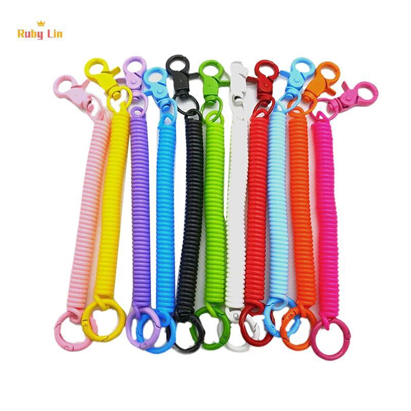 Ruby Lin ที่มีสีสัน Lobster Clasp ID ผู้ถือบัตร Lanyard พวงกุญแจ Anti-lost ฤดูใบไม้ผลิเชือก Retractable พวงกุญแจโทรศัพท์มือถือโซ่ Nice