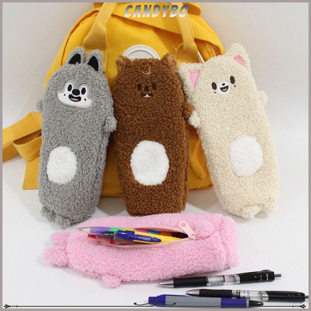 CANDYBO Skzoo Plush Pencil , ตุ๊กตาสัตว์ Plush วัสดุกระเป๋าปากกา, Kawaii ความจุขนาดใหญ่การ์ตูนออกแบบ