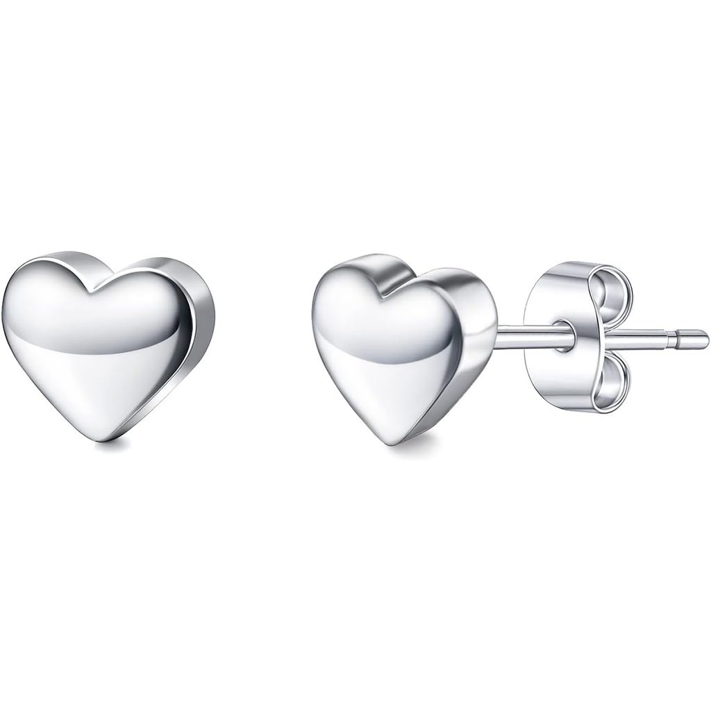 SDFGHJKL;Zeffy Hypoallergenic 925 เงินสเตอร์ลิง/14K Gold-PlATED ต่างหู ดีไซน์เรียบง่ายหัวใจ สไตล์สำห
