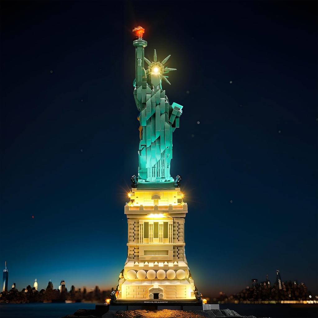 ไฟ LED เข้ากันได้กับรูปปั้นสถาปัตยกรรมเลโก้ของ Liberty 21042,ชุดไฟเข้ากันได้กับเลโก้ 21042, ไม่รวมชุ