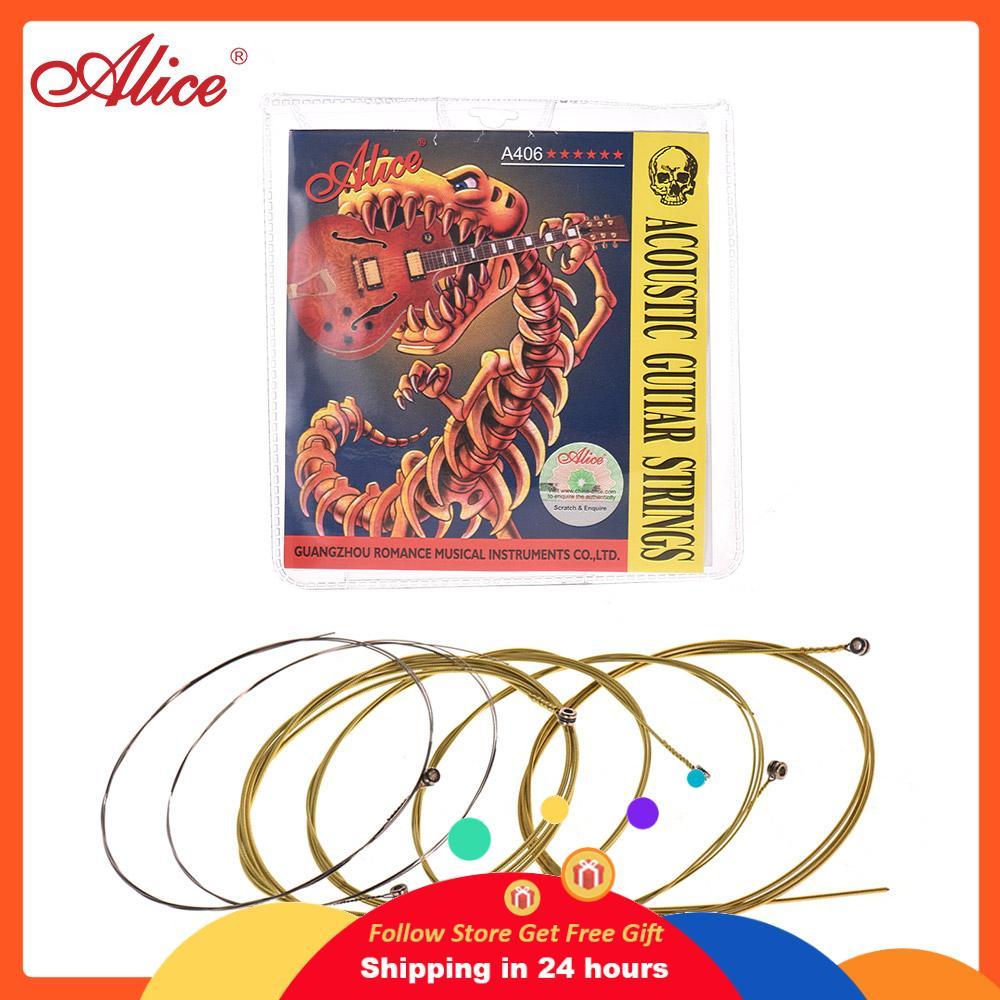Skejnojj Alice A406 Series Acoustic Folk Guitar Strings Set แกนลวดสแตนเลสเคลือบทองแดงอัลลอยด์ 6 ชิ้น/SUPER LIGHT(.011-.052)