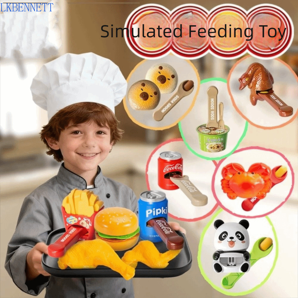 LKNNETT Ramen Feeding Toy, French Fries Crab Food Feeding Toys, Early Education เป็ดย่างจําลองของเล่