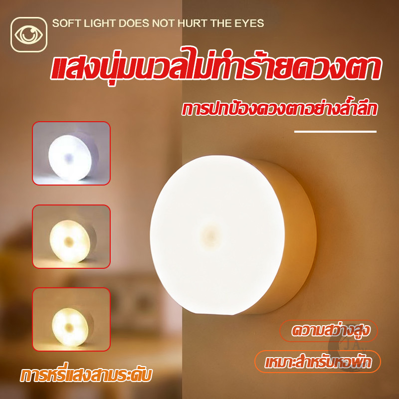 ไฟเซ็นเซอร์ โคมไฟหัวเตียง หลอดไฟอัจฉริยะ ไฟกลางคืน ไฟLED ไฟบันได ไฟห้องน้ำ ชาร์จผ่านusb หลอดไฟเซ็นเซอร์ประหยัดพลังงาน