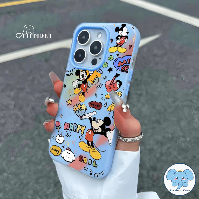 สำหรับ IPhone 17 AIR 16 15 11 14 13 12 Pro Max 16 7 8 Plus XS X XR Max การ์ตูน ลูกหมา ลูกแมว มิกกี้เมาส์ 2in1 เคสซิลิโคน