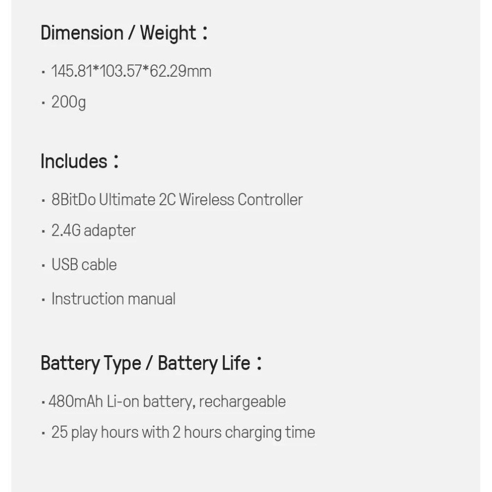 8BitDo Ultimate 2C คอนโทรลเลอร์เกมไร้สายสีใหม่จอยสติ๊กGamepadสําหรับPC Windows 10/11 Steam Deck Raspberry Pi Android - รูปที่ 6
